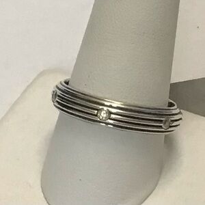 David Yurman Sterling Silver 5mm Royal Cord 6 Diamond Accent Band Ring NWT